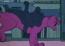 A non-looping gif of Panthor running then tripping and tumbling offscreen