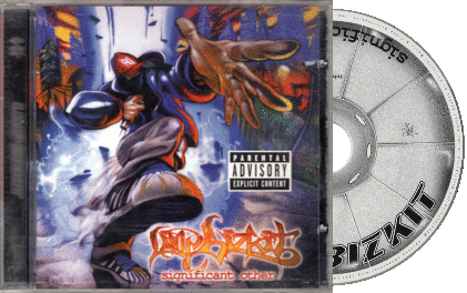 Animated gif of a cd jewel case of Limp Bizkit's Significant other. The cd is popped out slightly from the case and spinning. Credit to legality-graphics on tumblr.